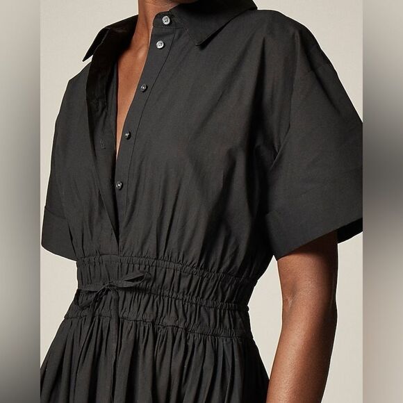 NWT J Crew Elena shirtdress in cotton poplin in black - Picture 3 of 13